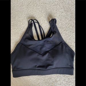 Lorna Jane black camouflage lace neck sports bra Small